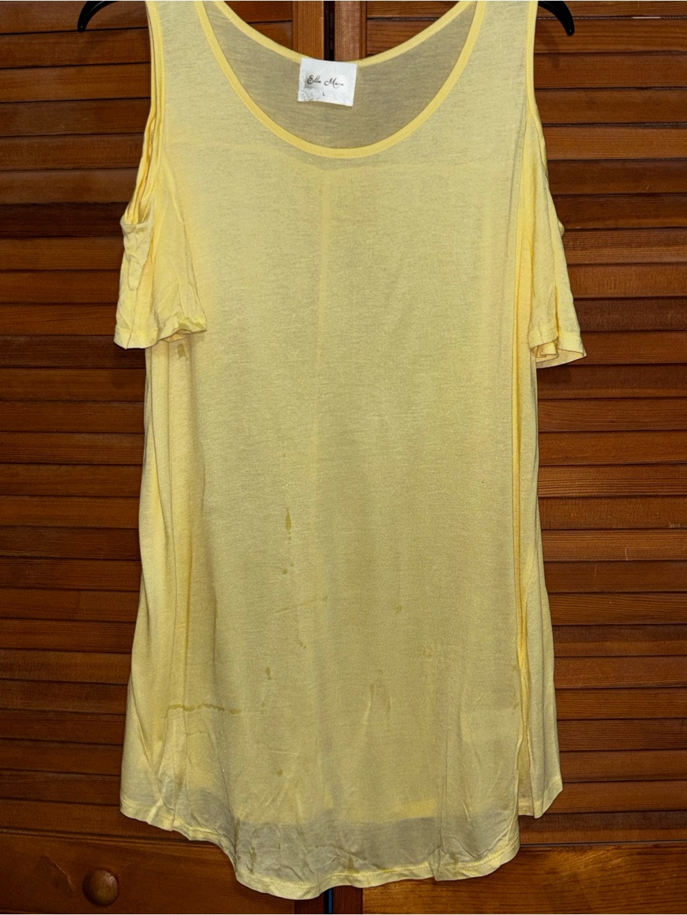 Ella Mara yellow top features a cold-shoulder design
